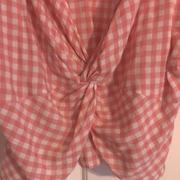 GILLI Gingham Twist Knot Back Top Pink & White - Picture 5 of 6